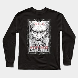 Warrior Legend Wild Nature Illustration Line Epic Illustration Line Art Long Sleeve T-Shirt